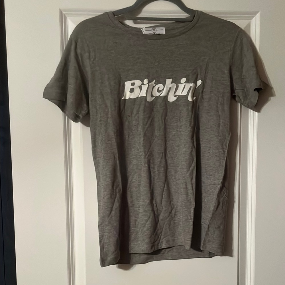 Gray Graphic T-Shirt with White Text